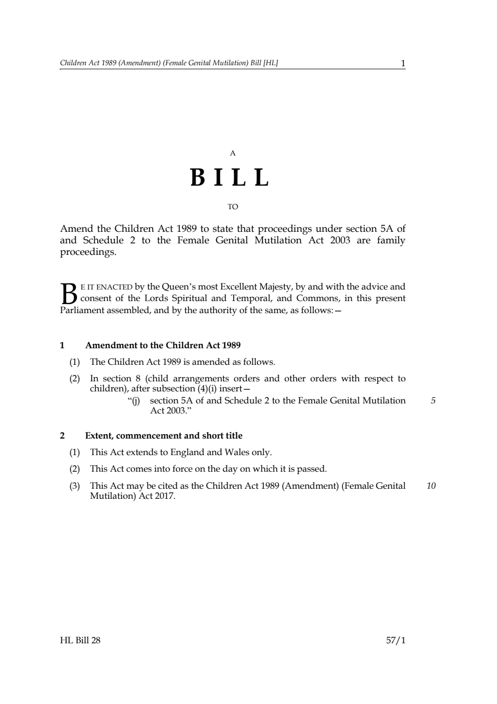Children Act 1989 (Amendment) (Female Genital Mutilation) Bill
