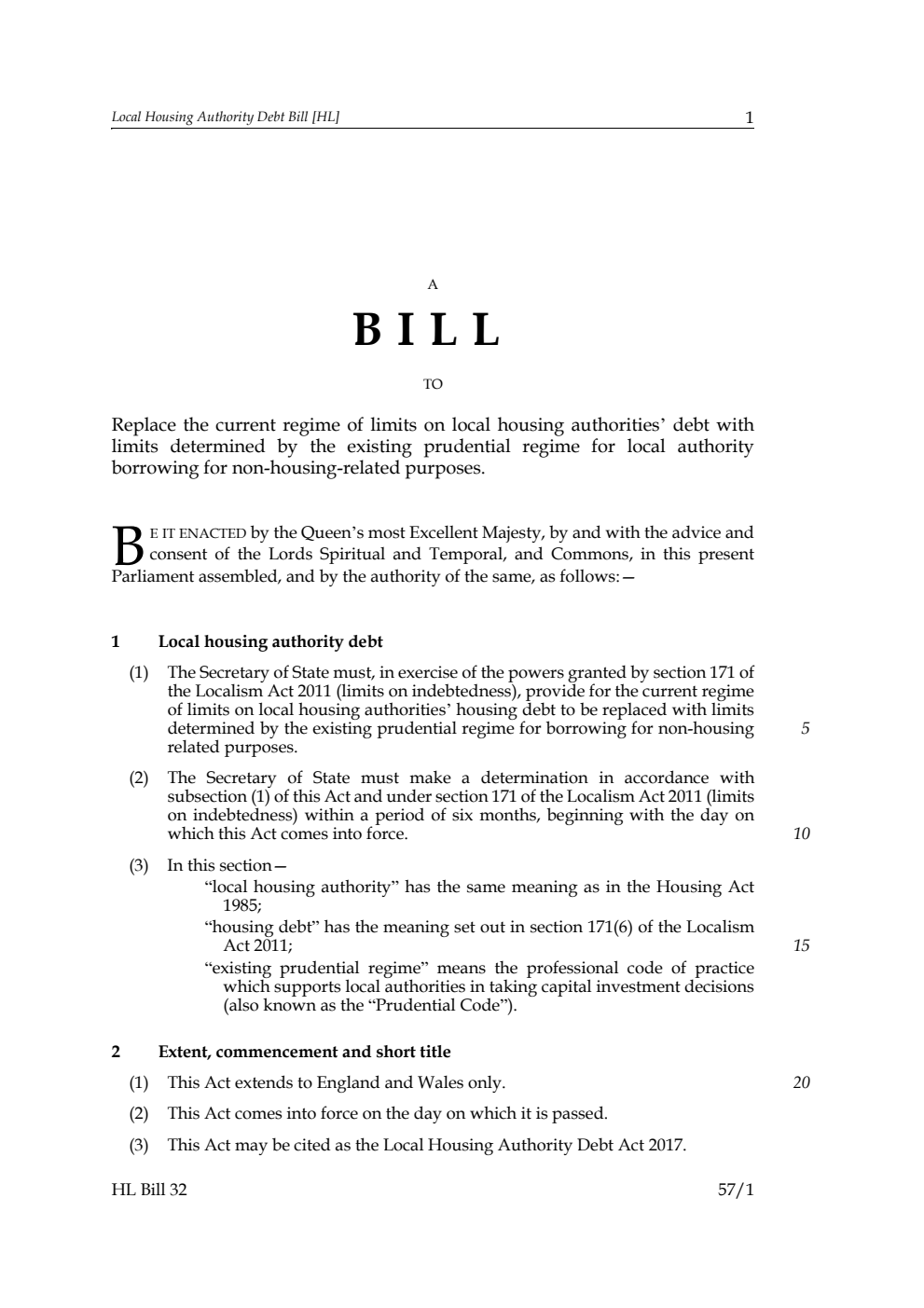 Local Housing Authority Debt Bill