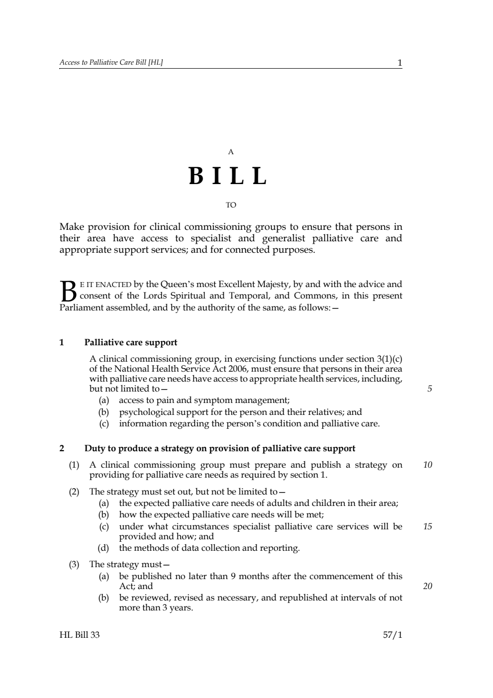 Access to Palliative Care Bill