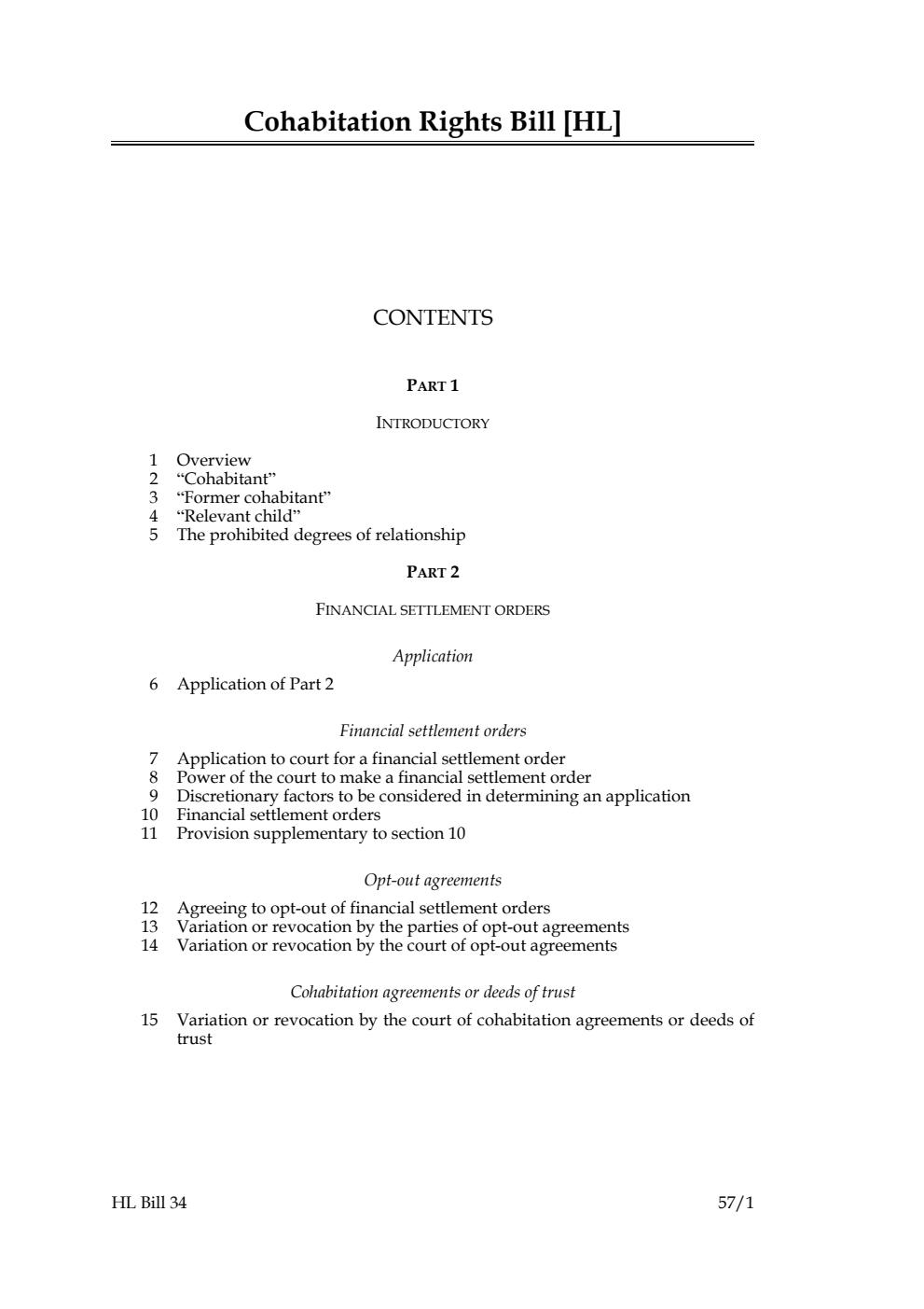 Cohabitation Rights Bill