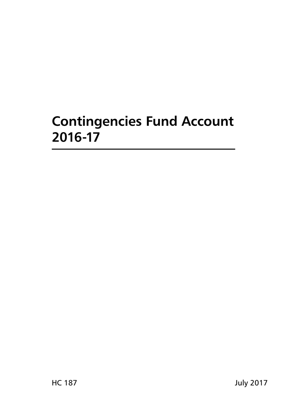 Contingencies Fund Account 2016-17 