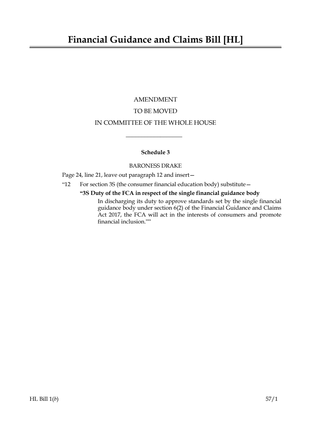 Financial Guidance and Claims Bill Lords Amendments