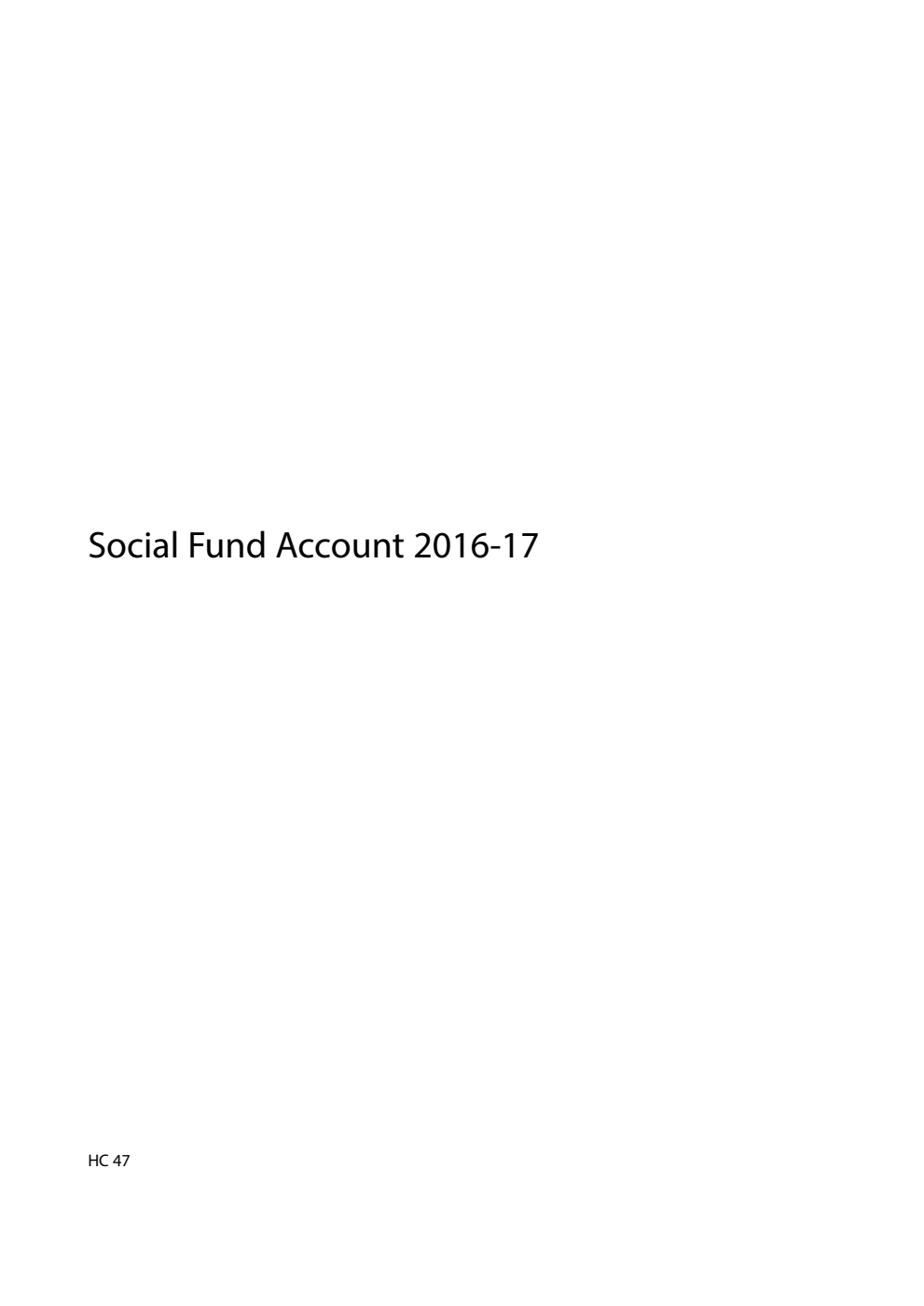 Social Fund Account 2016-17