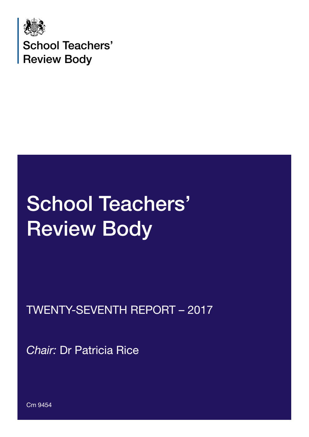 School Teachers' Review Body 27th Report - 2017