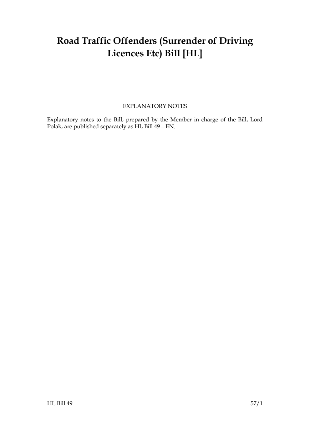 Road Traffic Offenders (Surrender of Driving Licences Etc) Bill