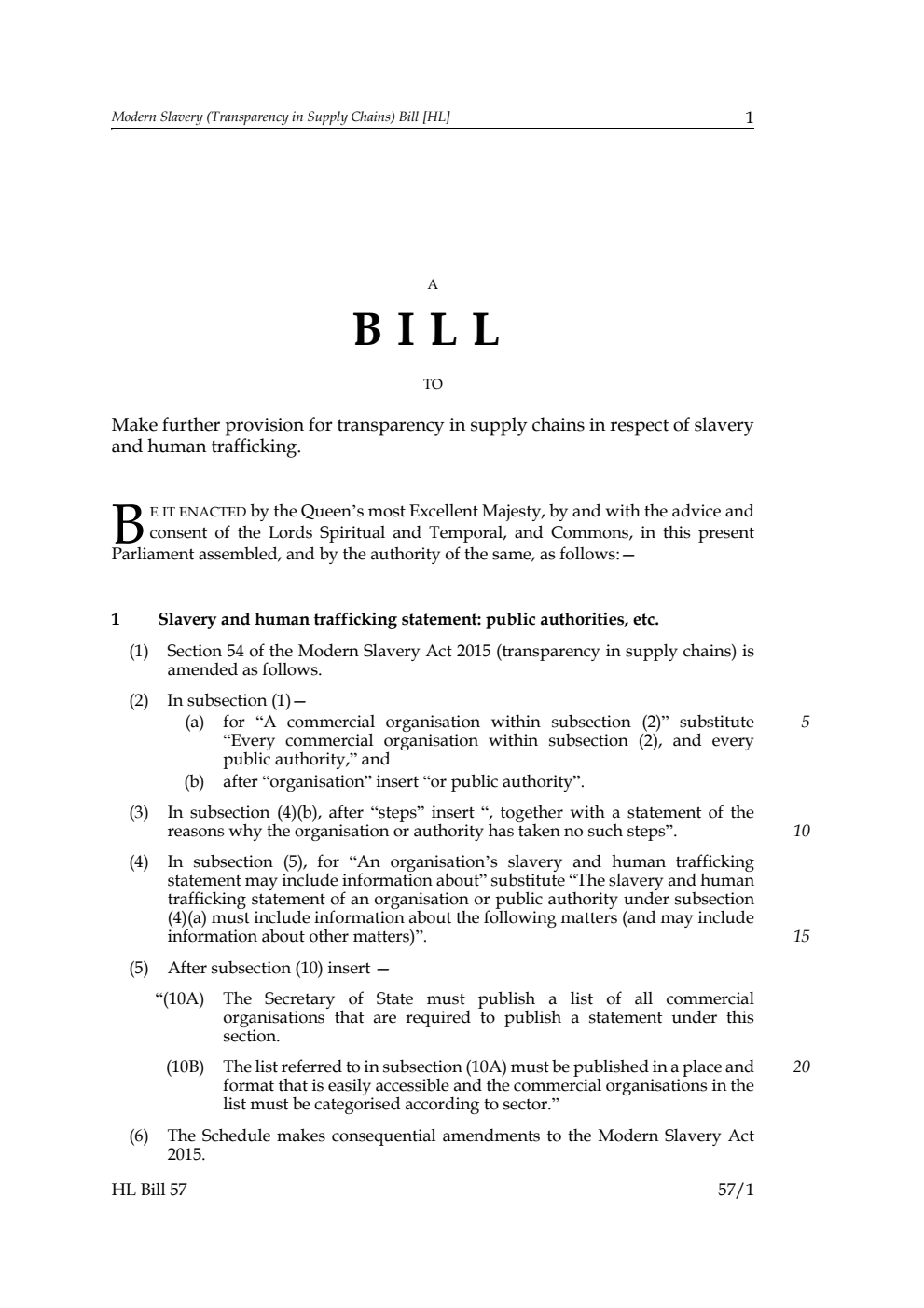 Modern Slavery (Transparency in Supply Chains) Bill