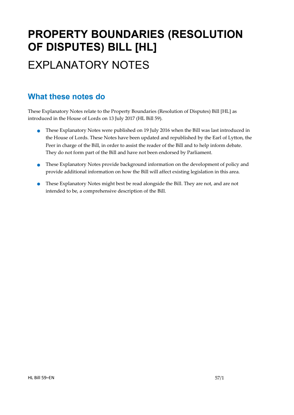 Property Boundaries (Resolution of Disputes) Bill Explanatory Notes