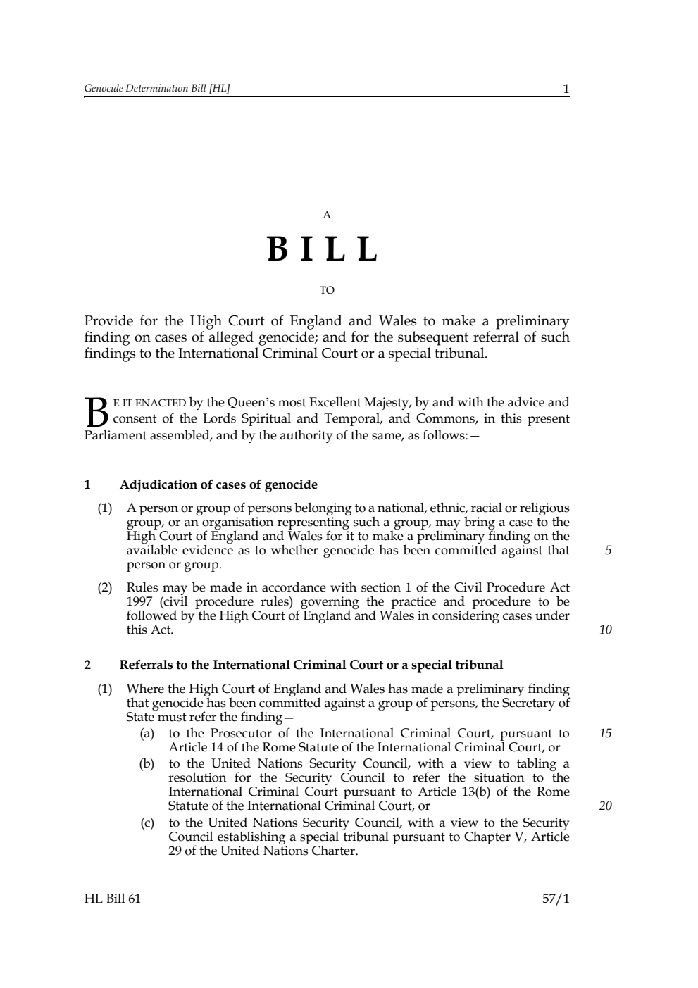 Genocide Determination Bill