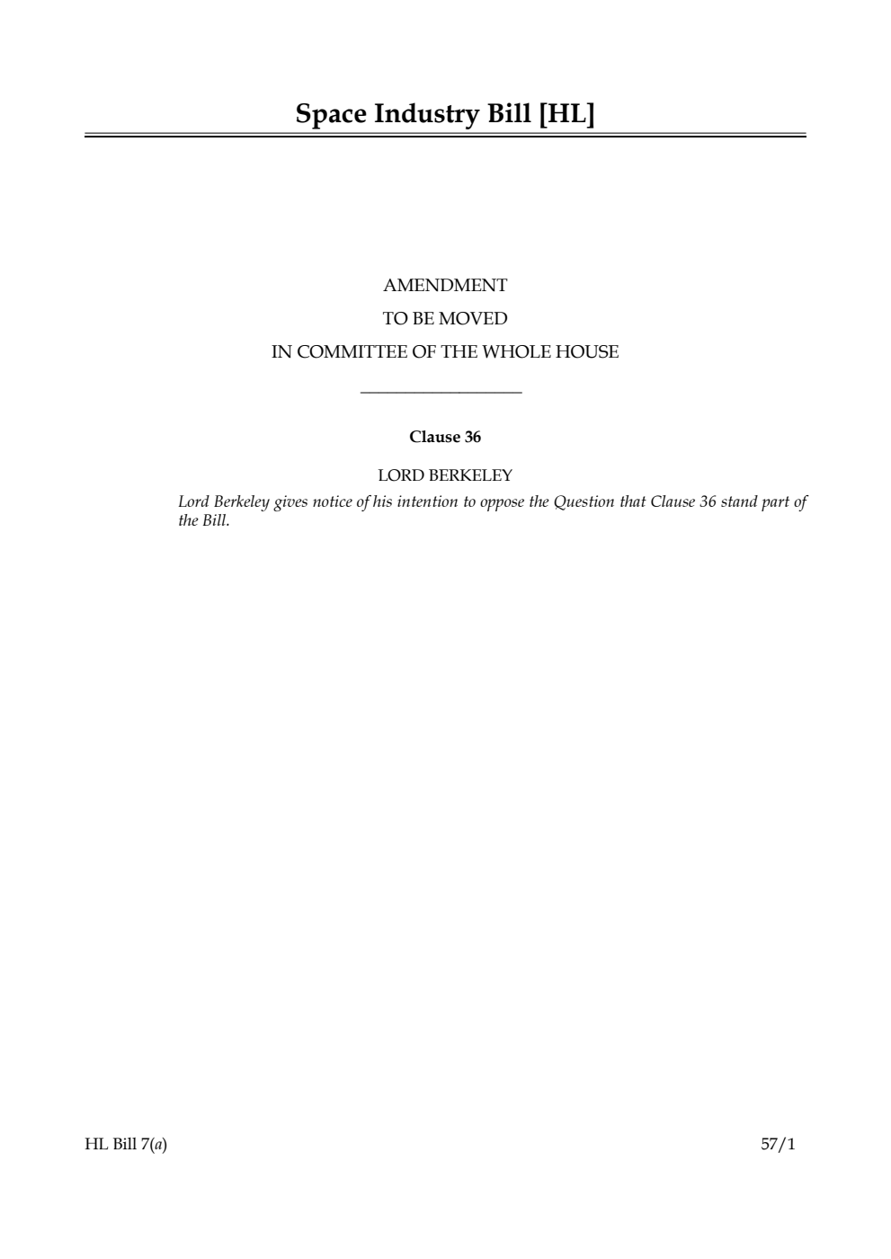 Space Industry Bill Lords Amendments