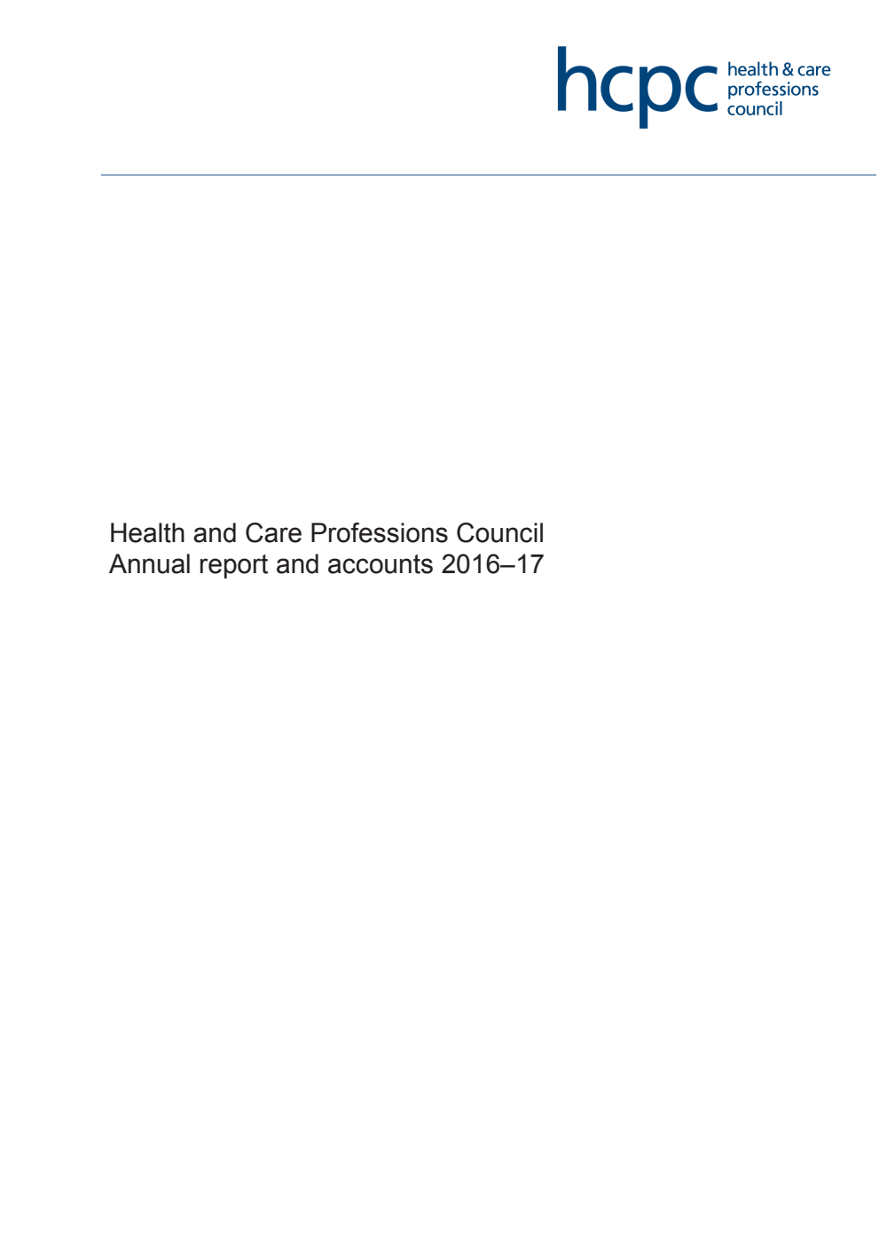 Health and Care Professions Council Annual report and accounts 2016-17