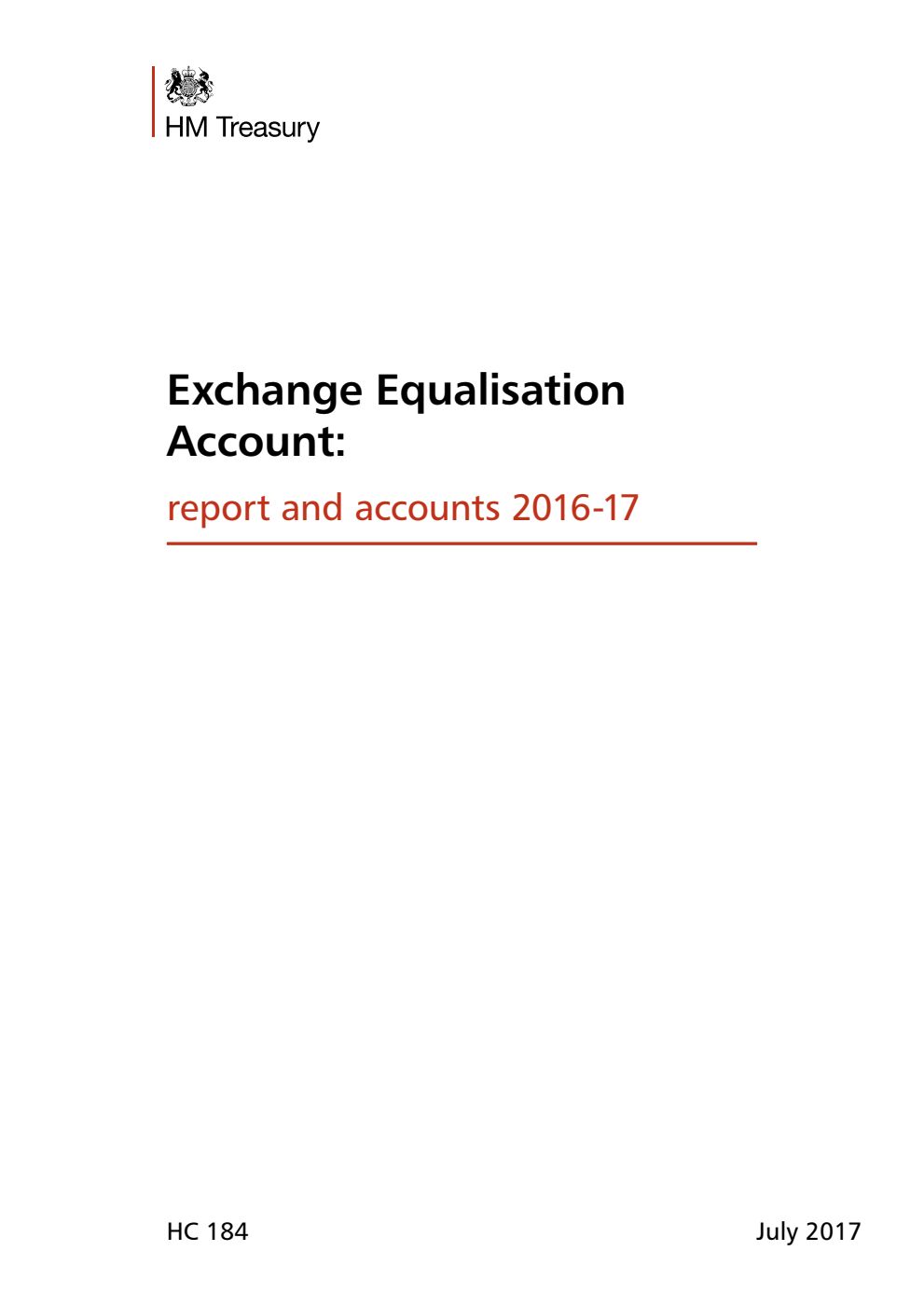 Exchange Equalisation Account: report and accounts 2016-17