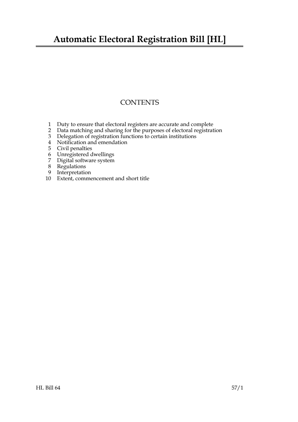 Automatic Electoral Registration Bill