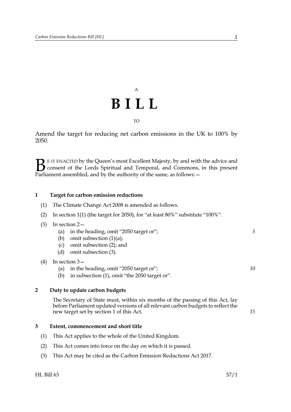 Carbon Emission Reductions Bill