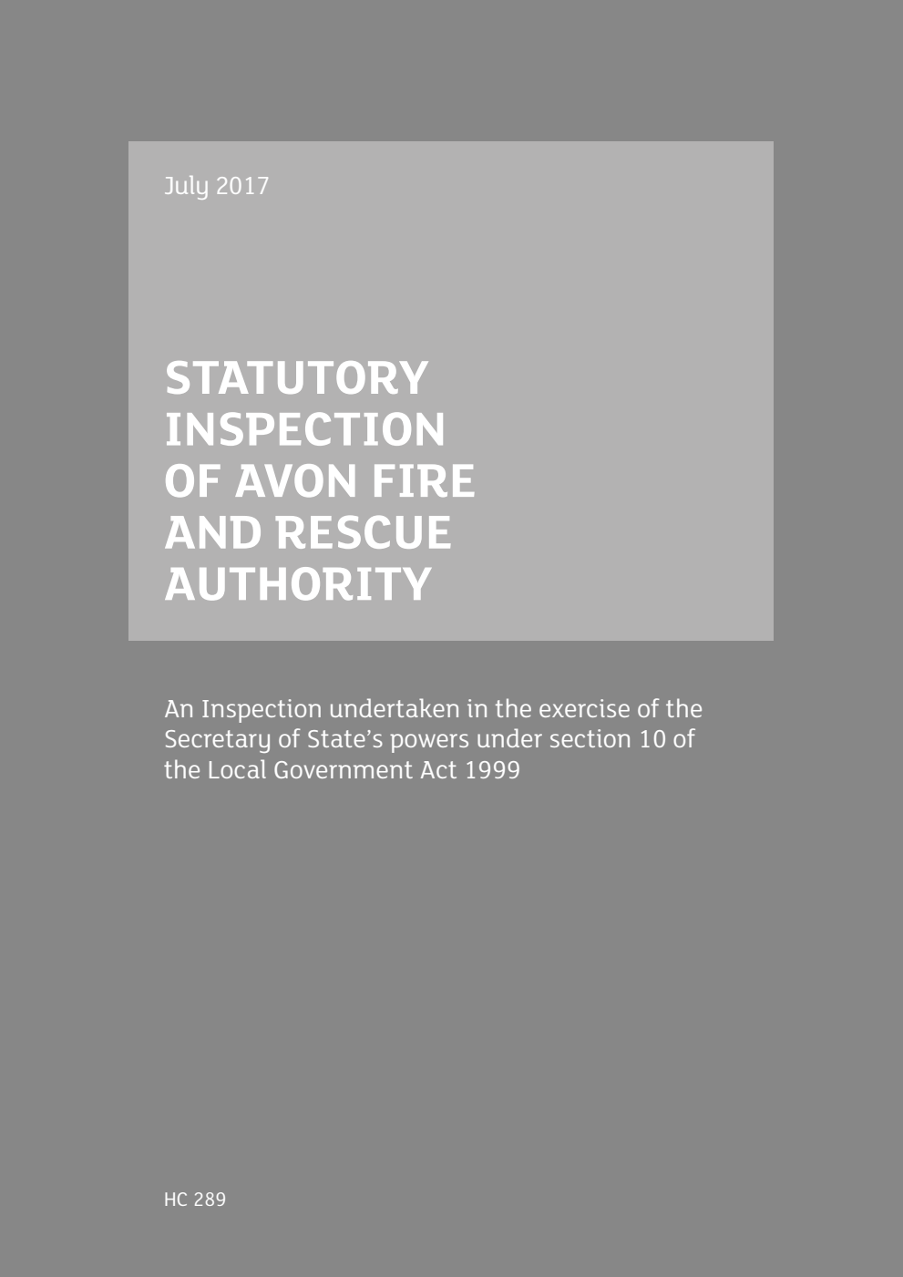Statutory Inspection of Avon Fire and Rescue Authority