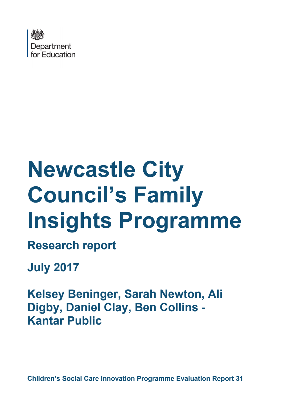 DFE-RR591 Newcastle City Council’s Family Insights Programme