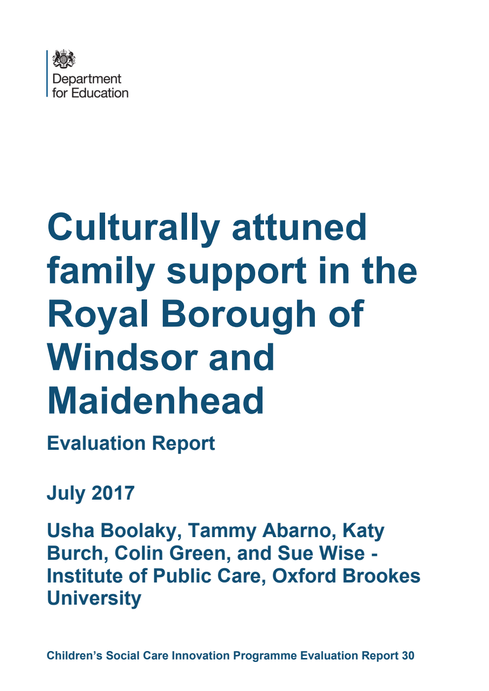DFE-RR597 Culturally attuned family support in the Royal Borough of Windsor and Maidenhead