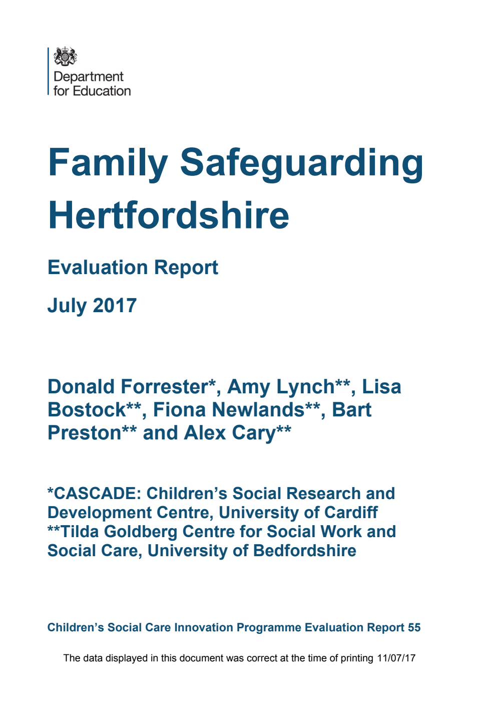 DFE-RR574 Family Safeguarding Hertfordshire