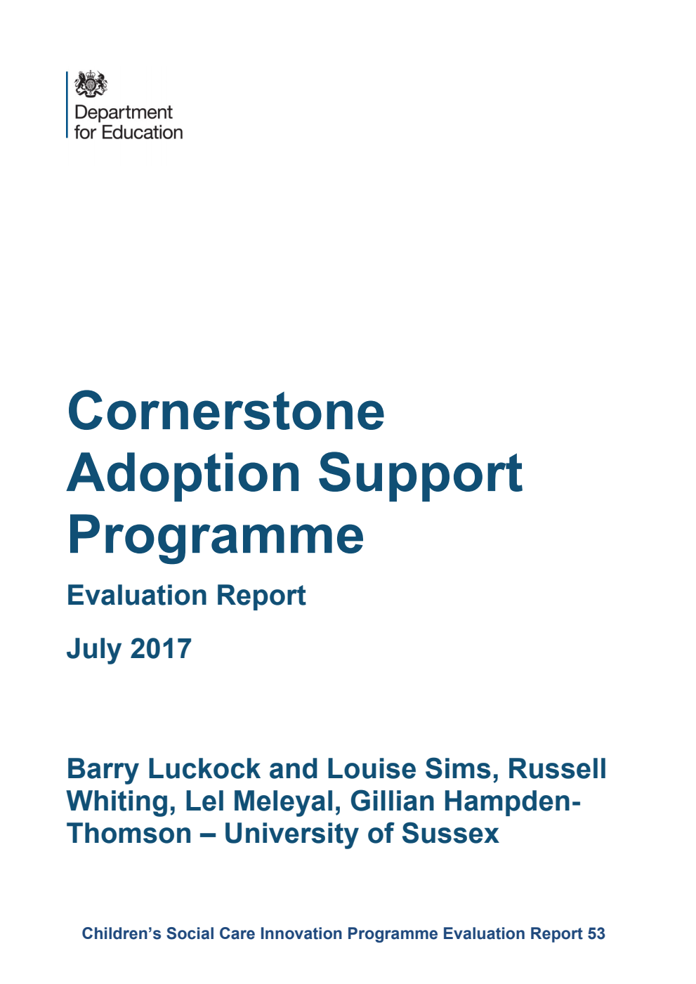 DFE-RR581 Cornerstone Adoption Support Programme