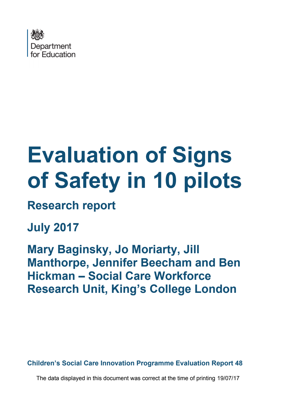 DFE-RR589 Evaluation of Signs of Safety in 10 pilots