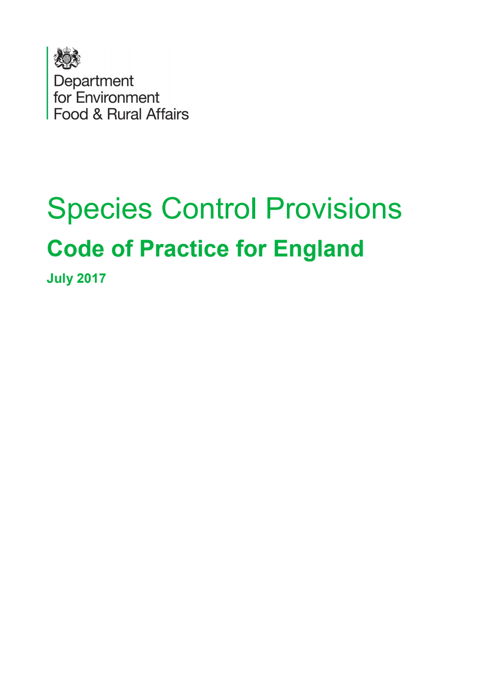 Species Control Provisions Code of Practice for England July 2017