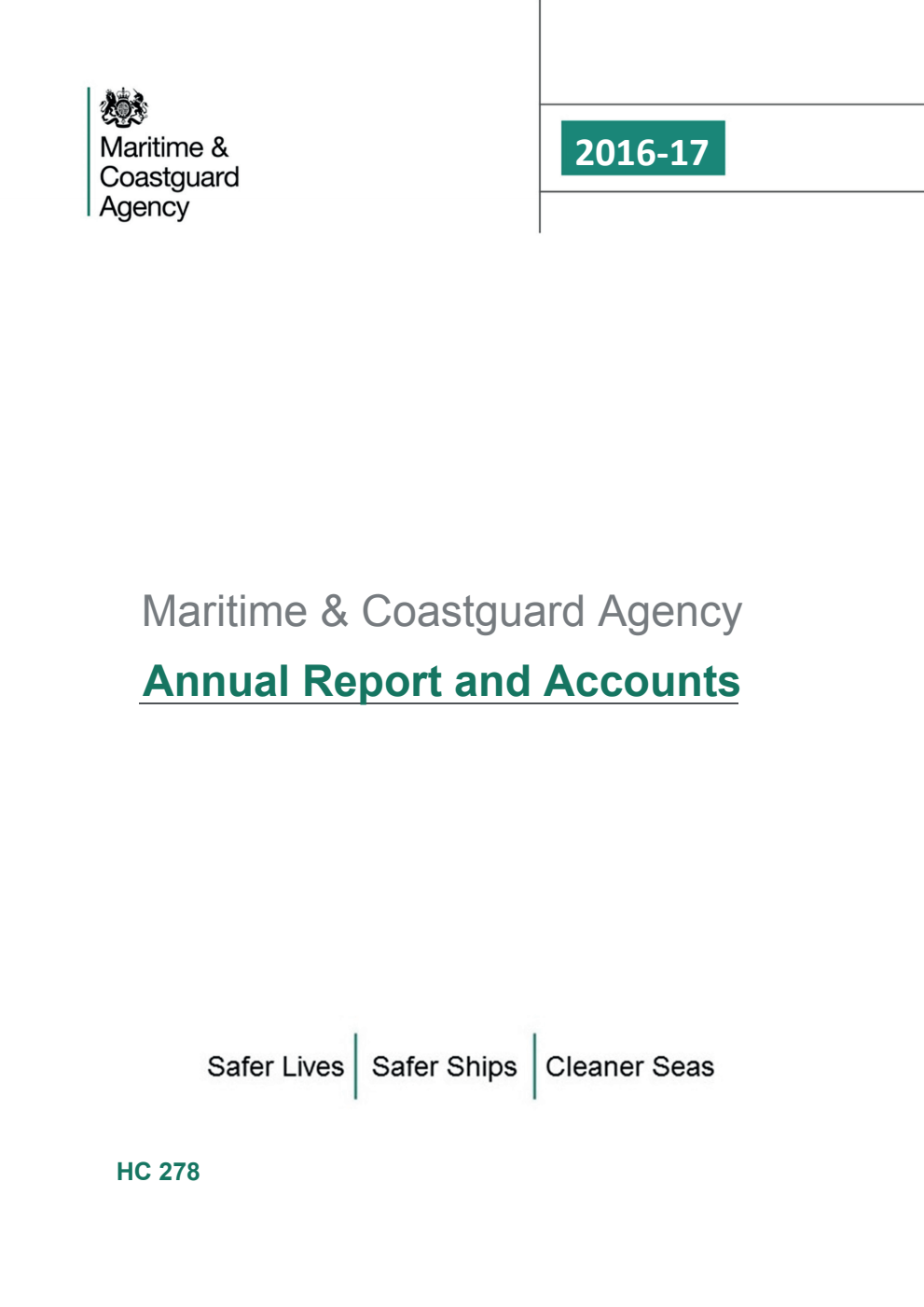 Maritime & Coastguard Agency Annual Report and Accounts 2016-2017