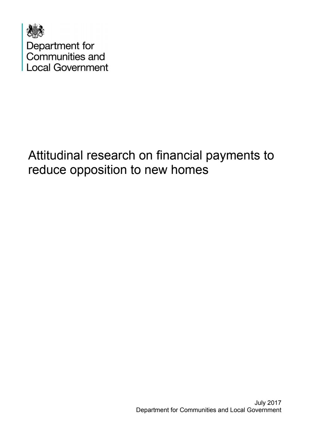 Attitudinal research on financial payments to reduce opposition to new homes