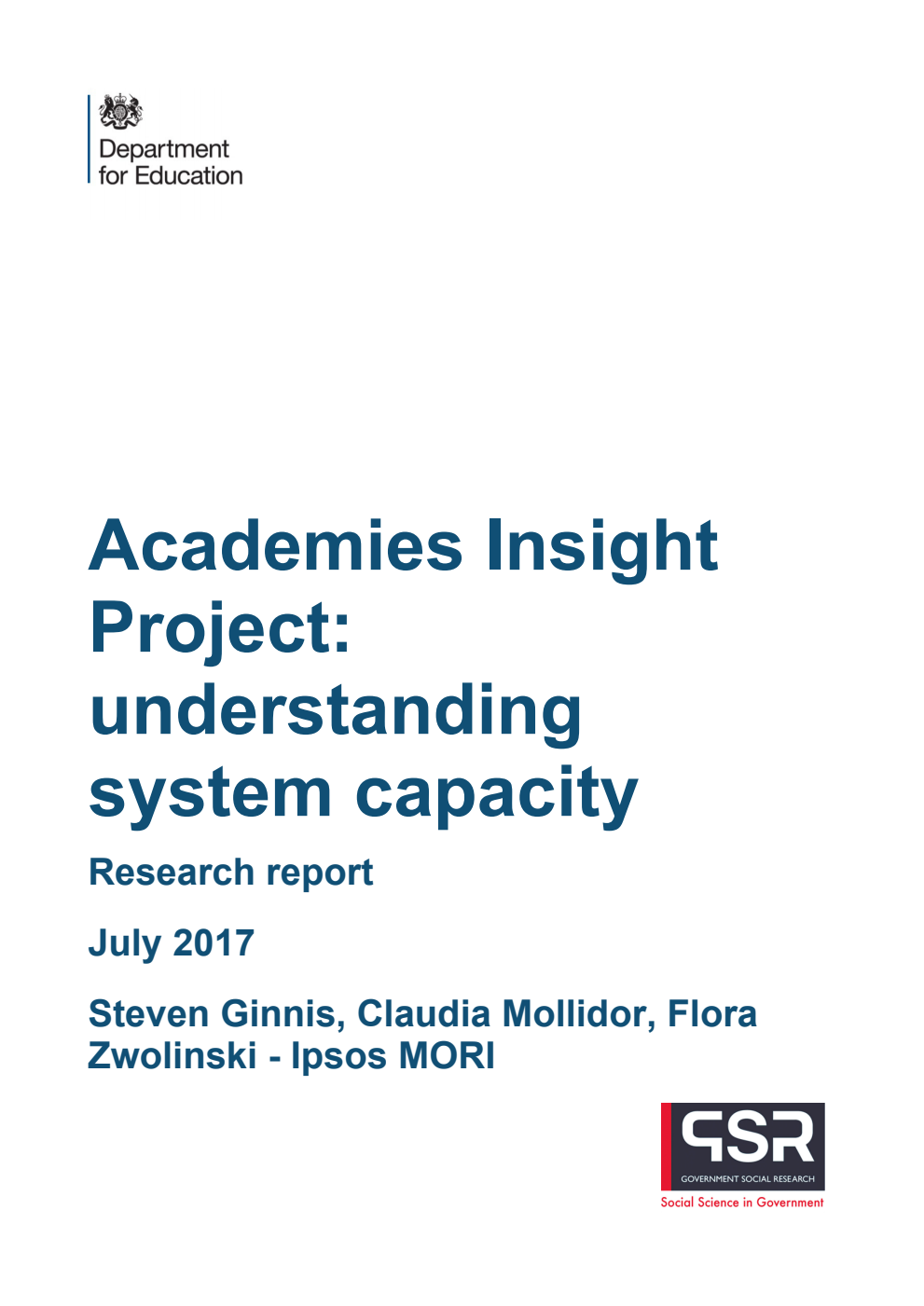 DFE-RR695 Academies Insight Project: understanding system capacity