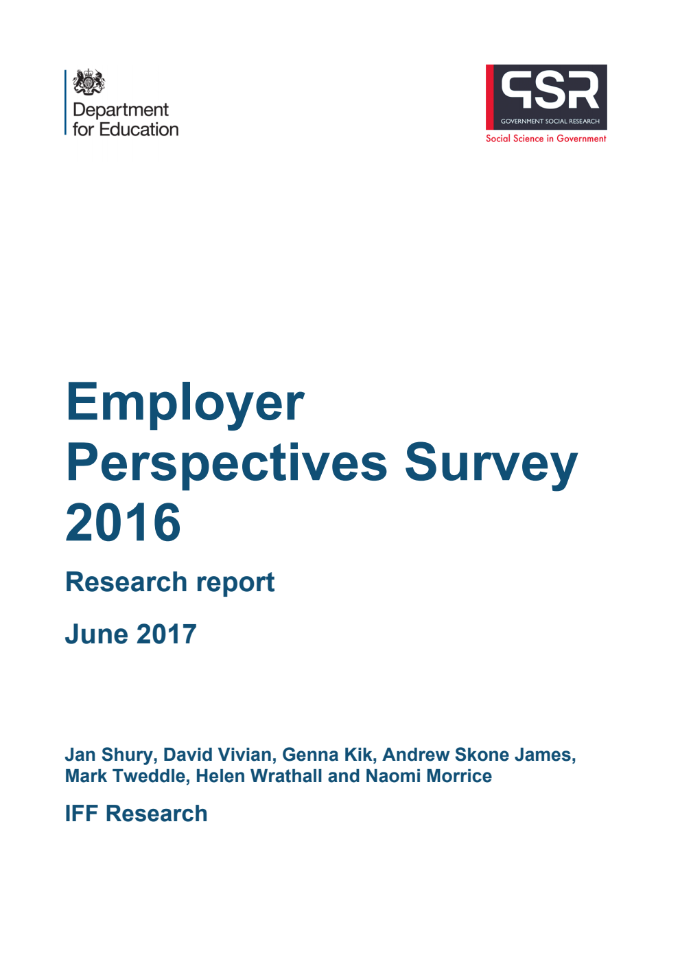 DFE-RR693 Employer Perspectives Survey 2016