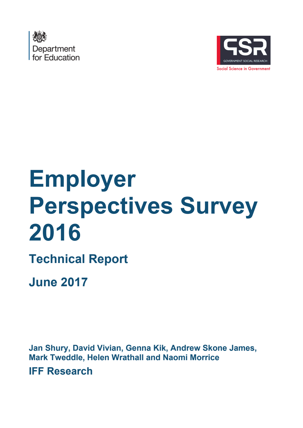 DFE-RR693TR Employer Perspectives Survey 2016: Technical Report