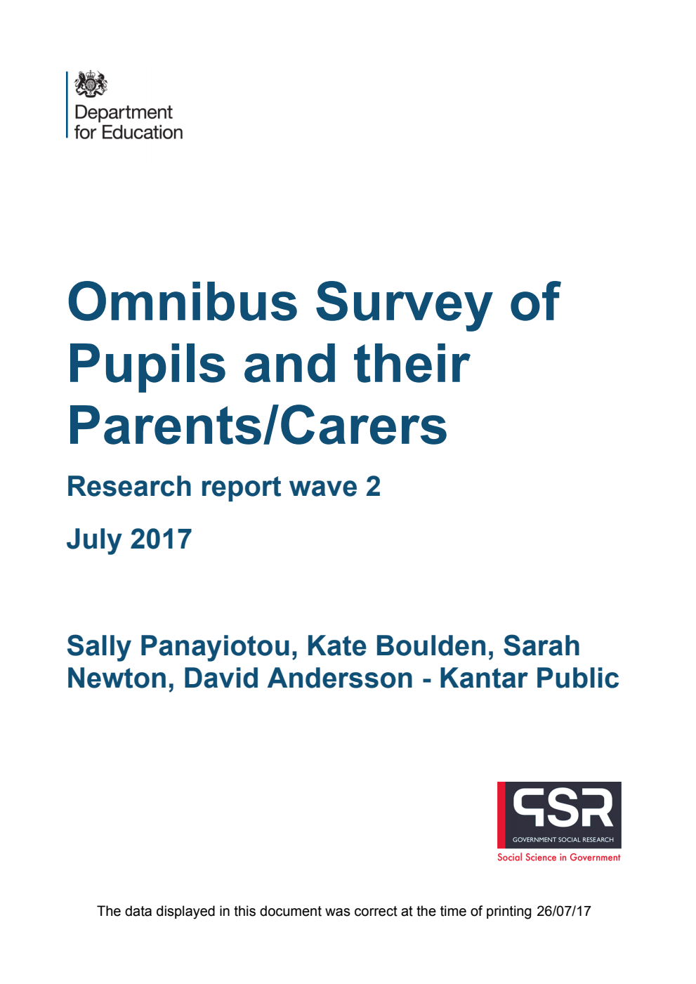DFE-RR687 Omnibus Survey of Pupils and their Parents/Carers