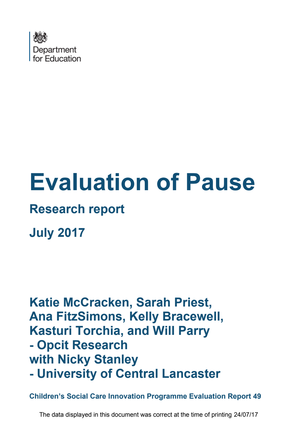 DFE-RR595 Evaluation of Pause