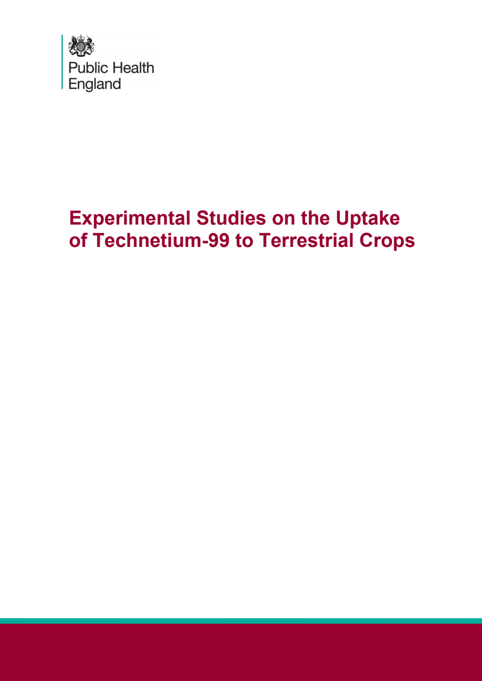 PHE-CRCE-008 Experimental Studies on the Uptake of Technetium-99 to Terrestrial Crops