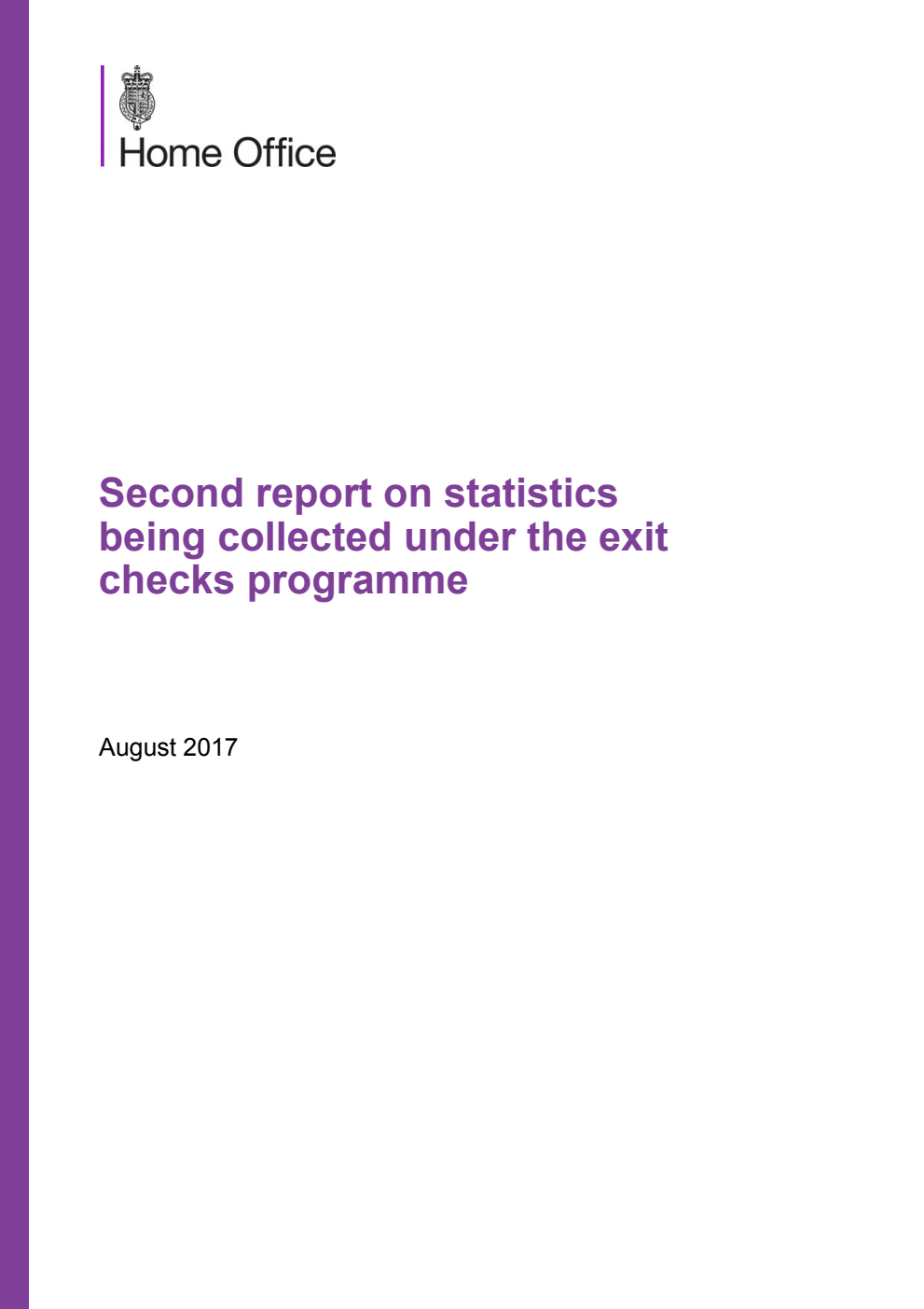 Second report on statistics being collected under the exit checks programme