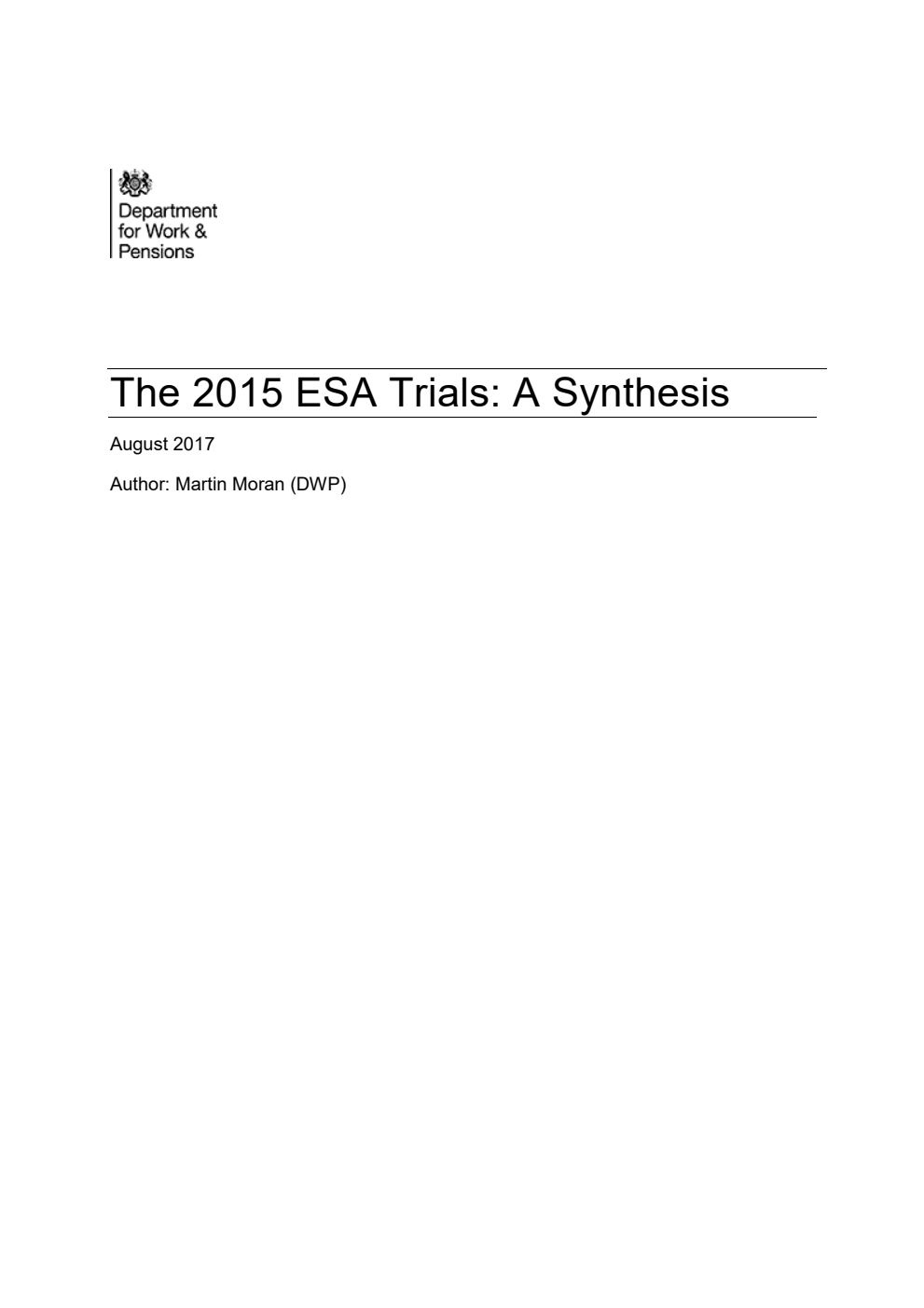 Ad hoc Research Report 49 The 2015 ESA Trials: A Synthesis, August 2017