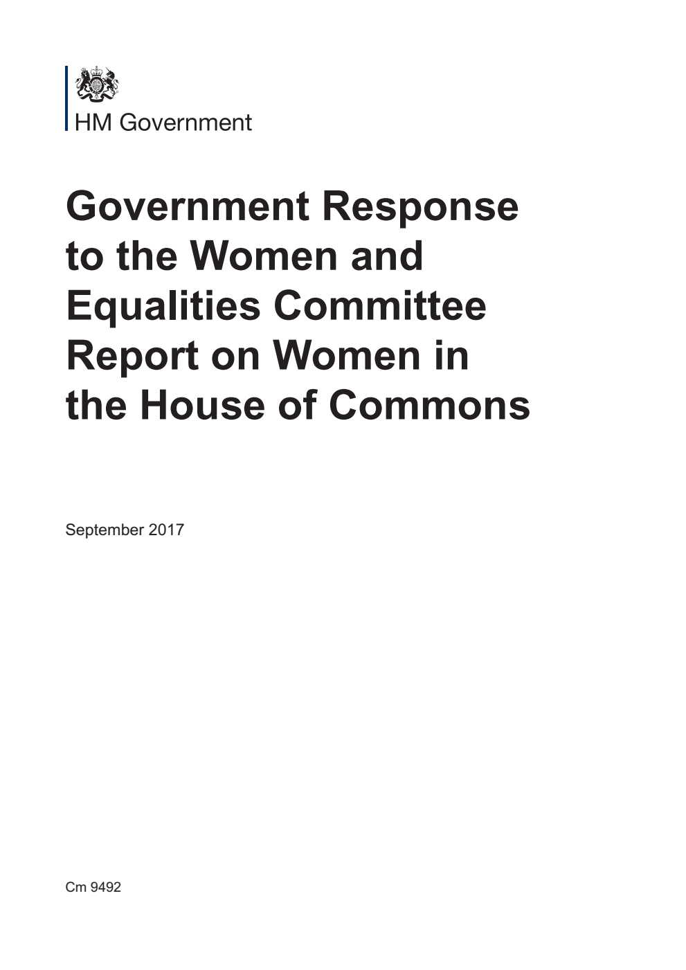 Government Response to the Women and Equalities Committee Report on Women in the House of Commons