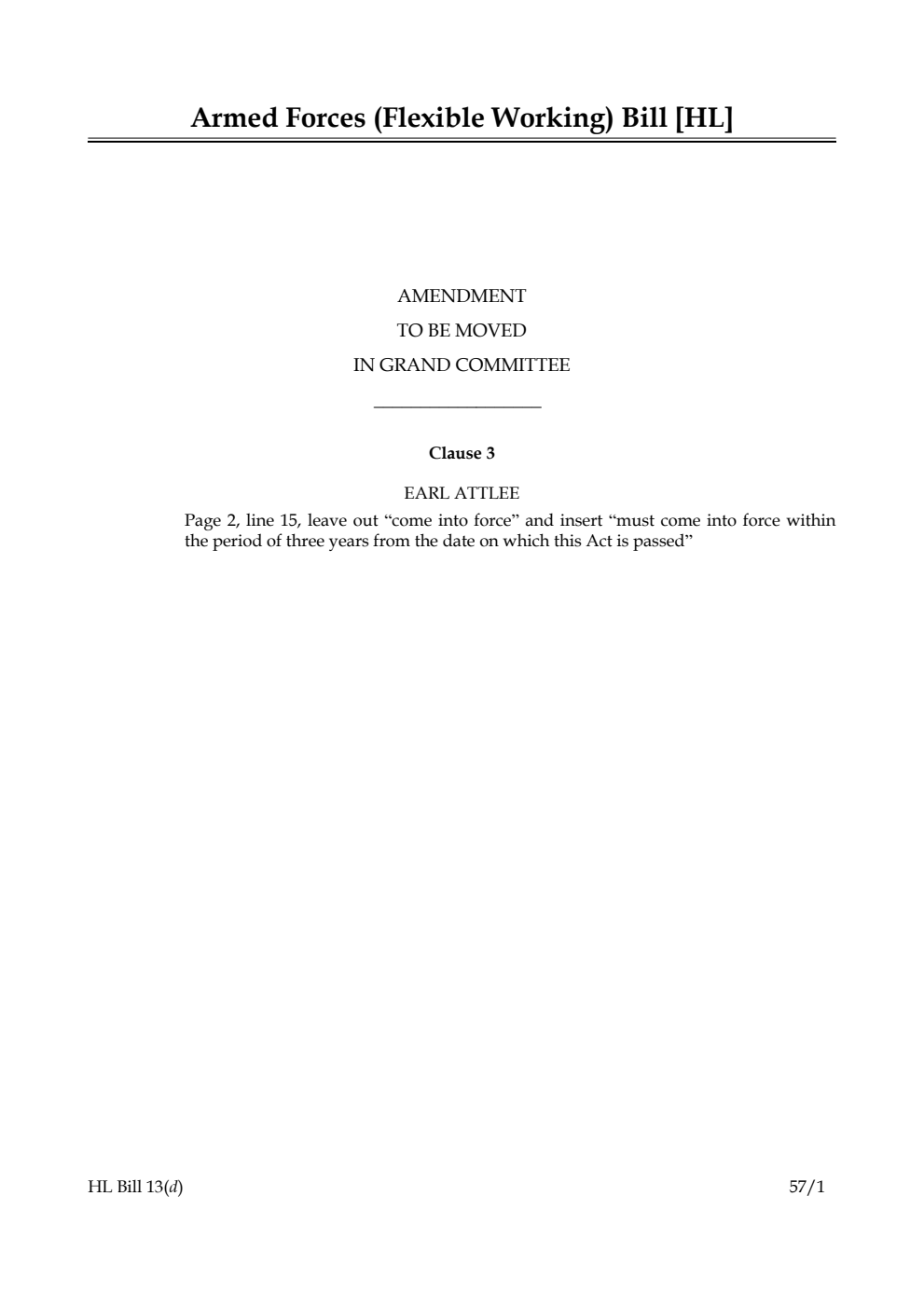 Armed Forces (Flexible Working) Bill Lords Amendments