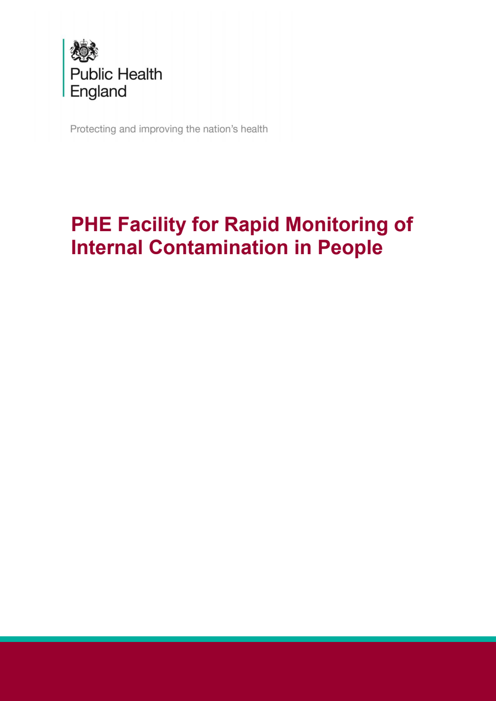 PHE-CRCE-019 PHE Facility for Rapid Monitoring of Internal Contamination in People