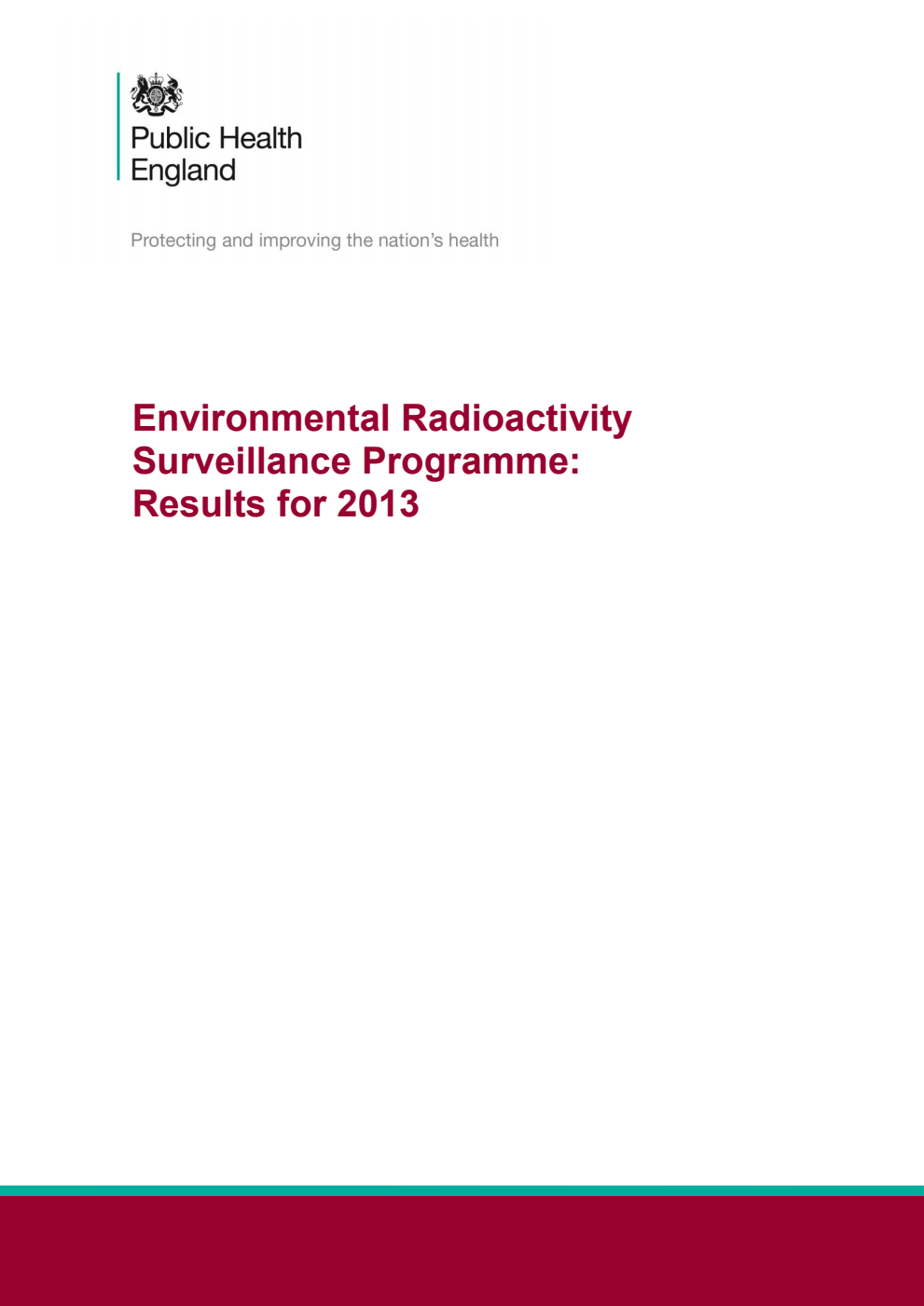 PHE-CRCE-020 Environmental Radioactivity Surveillance Programme: Results for 2013
