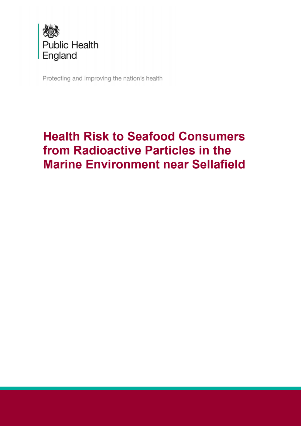 PHE-CRCE-021 Health Risk to Seafood Consumers from Radioactive Particles in the Marine Environment near Sellafield