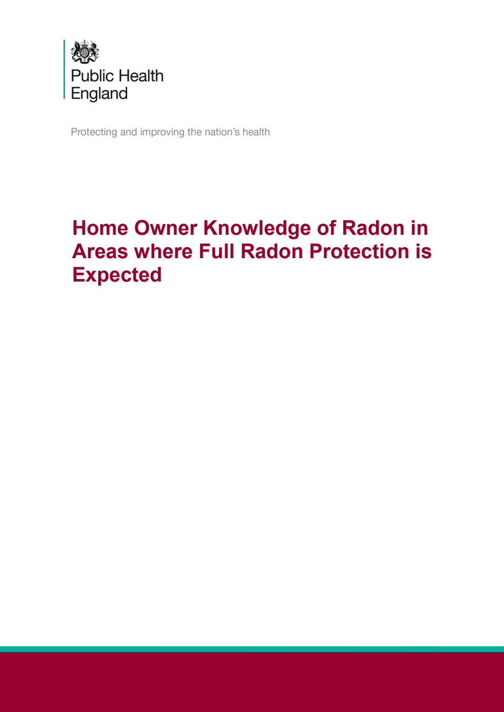 PHE-CRCE-024 Home Owner Knowledge of Radon in Areas where Full Radon Protection is Expected