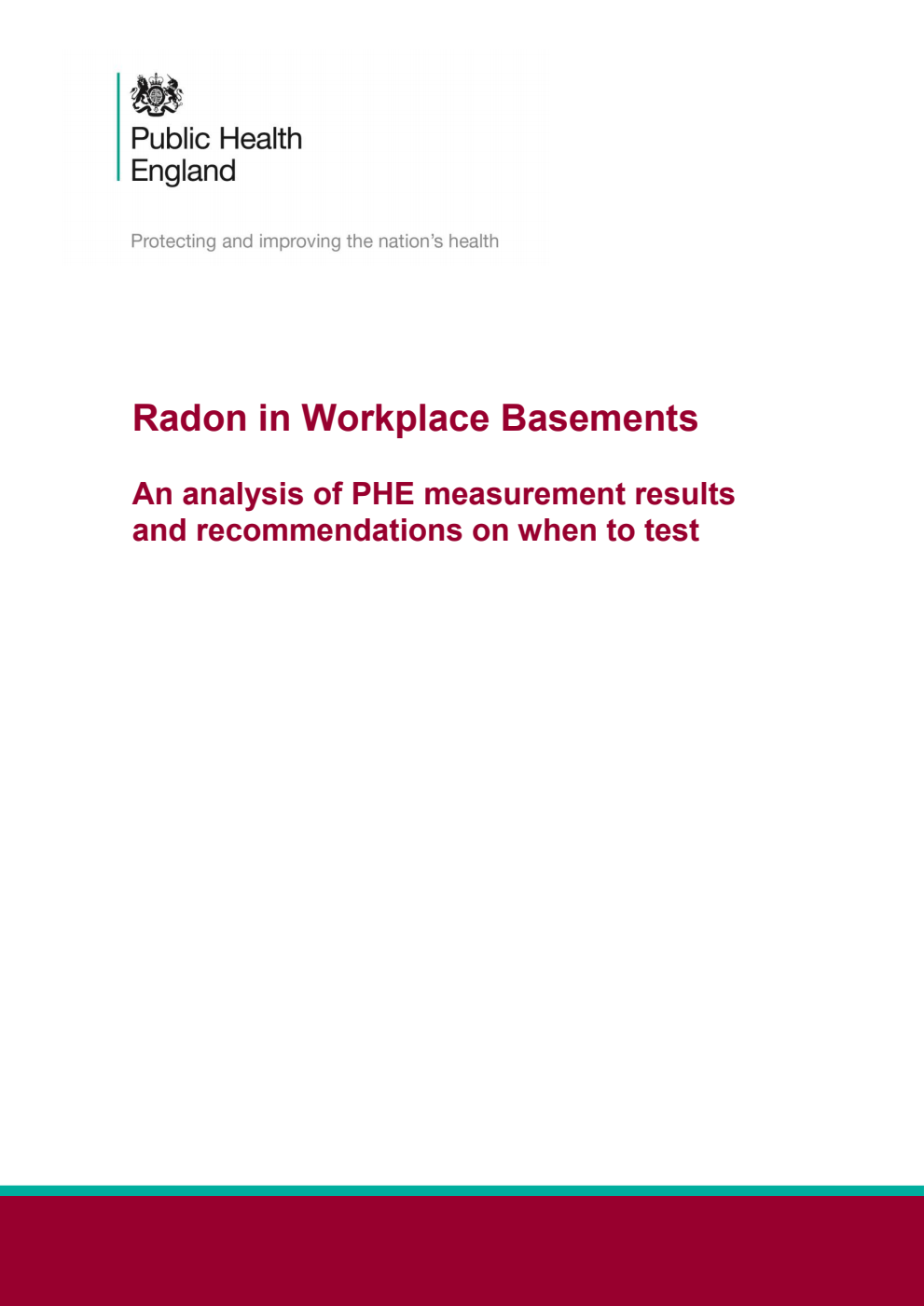 PHE-CRCE-028 Radon in Workplace Basements. An analysis of PHE measurement results and recommendations on when to test