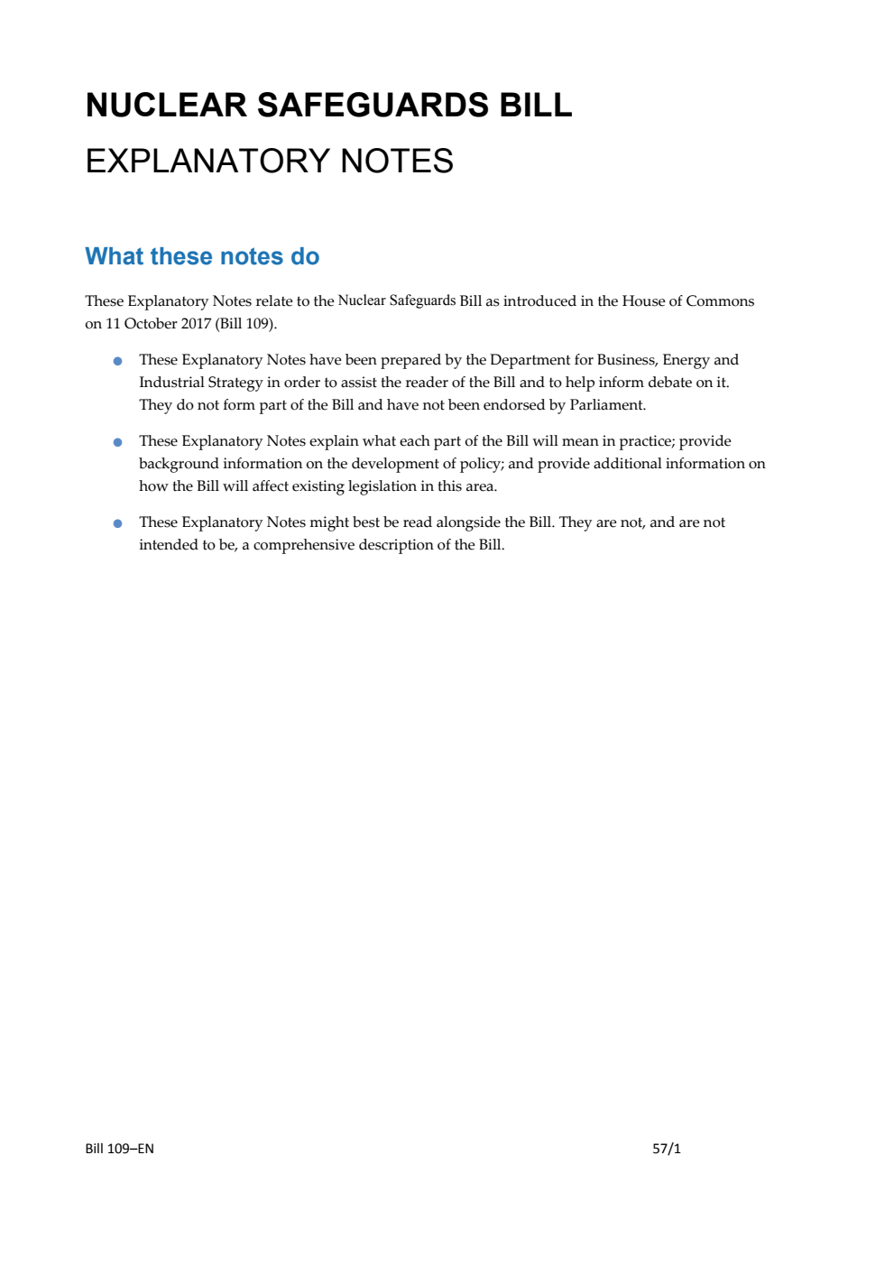 Nuclear Safeguards Bill Explanatory Notes