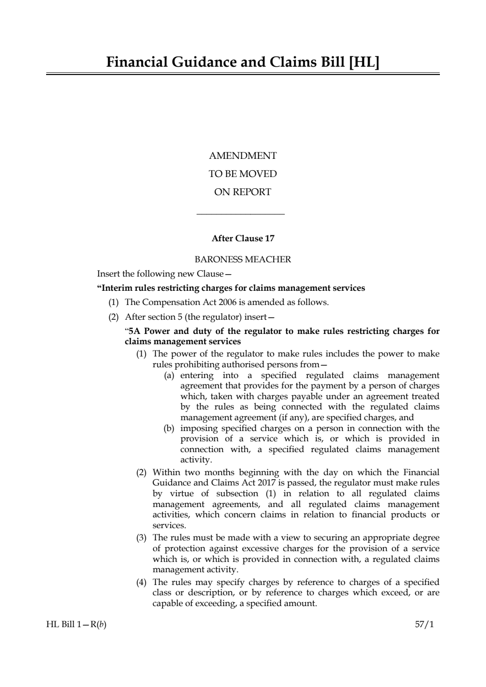 Financial Guidance and Claims Bill Lords Amendments