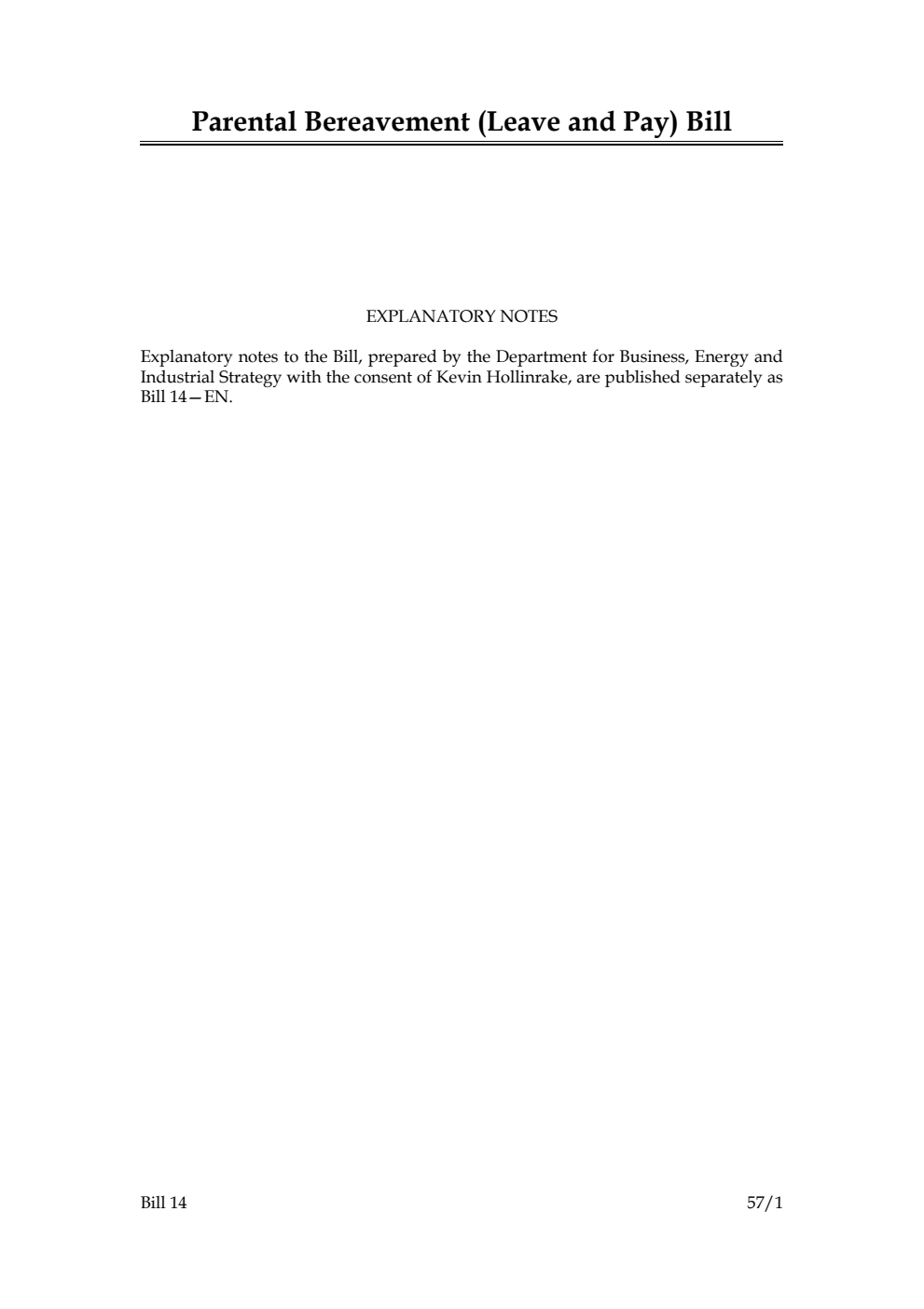 Parental Bereavement (Leave and Pay) Bill