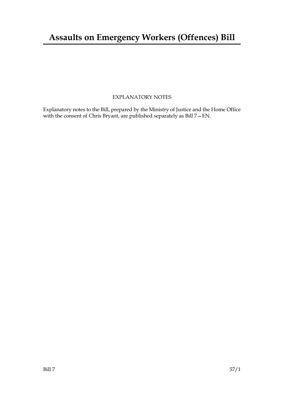 Assaults on Emergency Workers (Offences) Bill