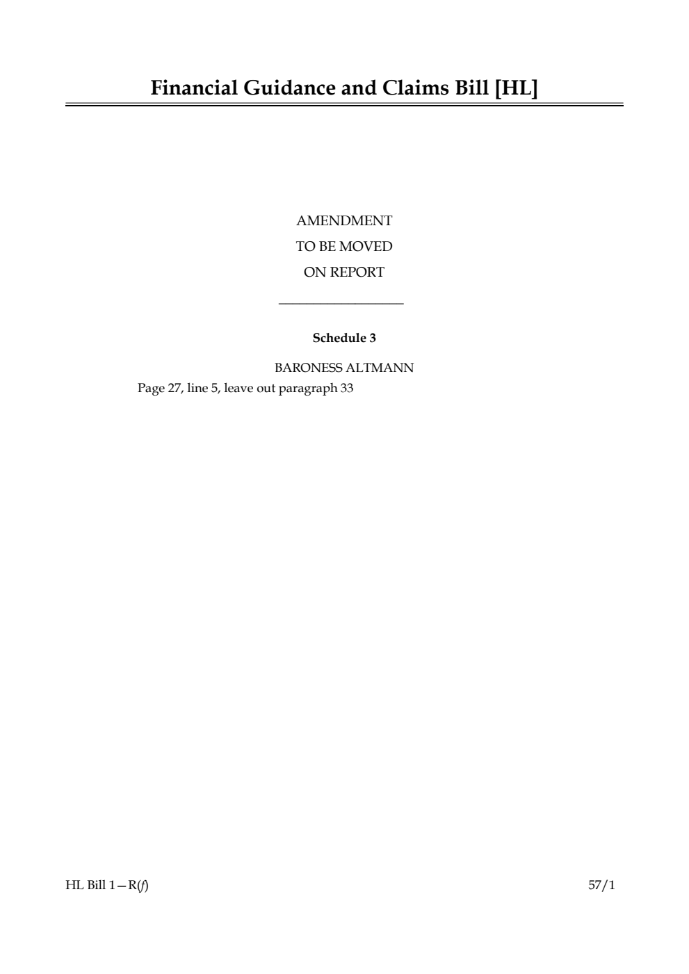 Financial Guidance and Claims Bill Lords Amendments