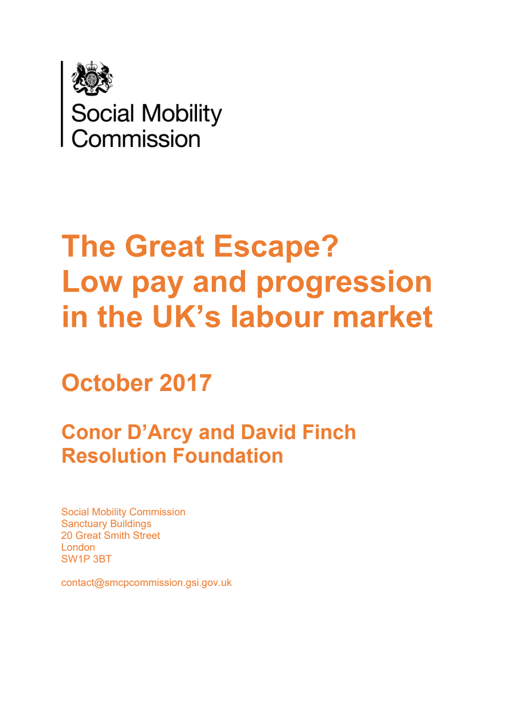 The Great Escape? Low pay and progression in the UK’s labour market