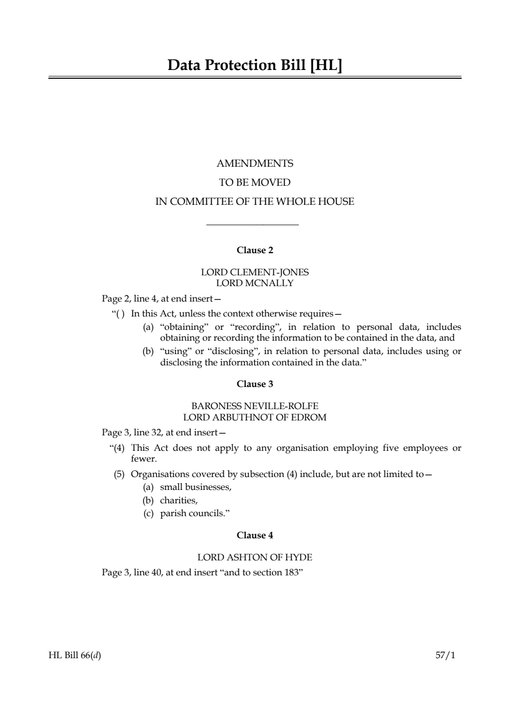 Data Protection Bill Lords Amendments