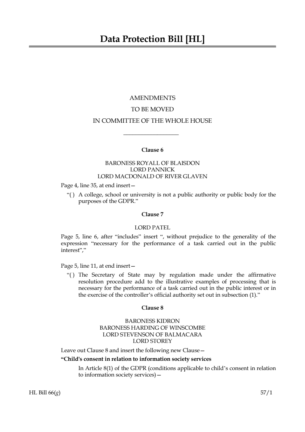 Data Protection Bill Lords Amendments