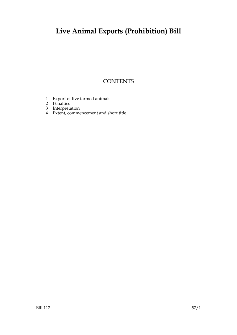 Live Animal Exports (Prohibition) Bill